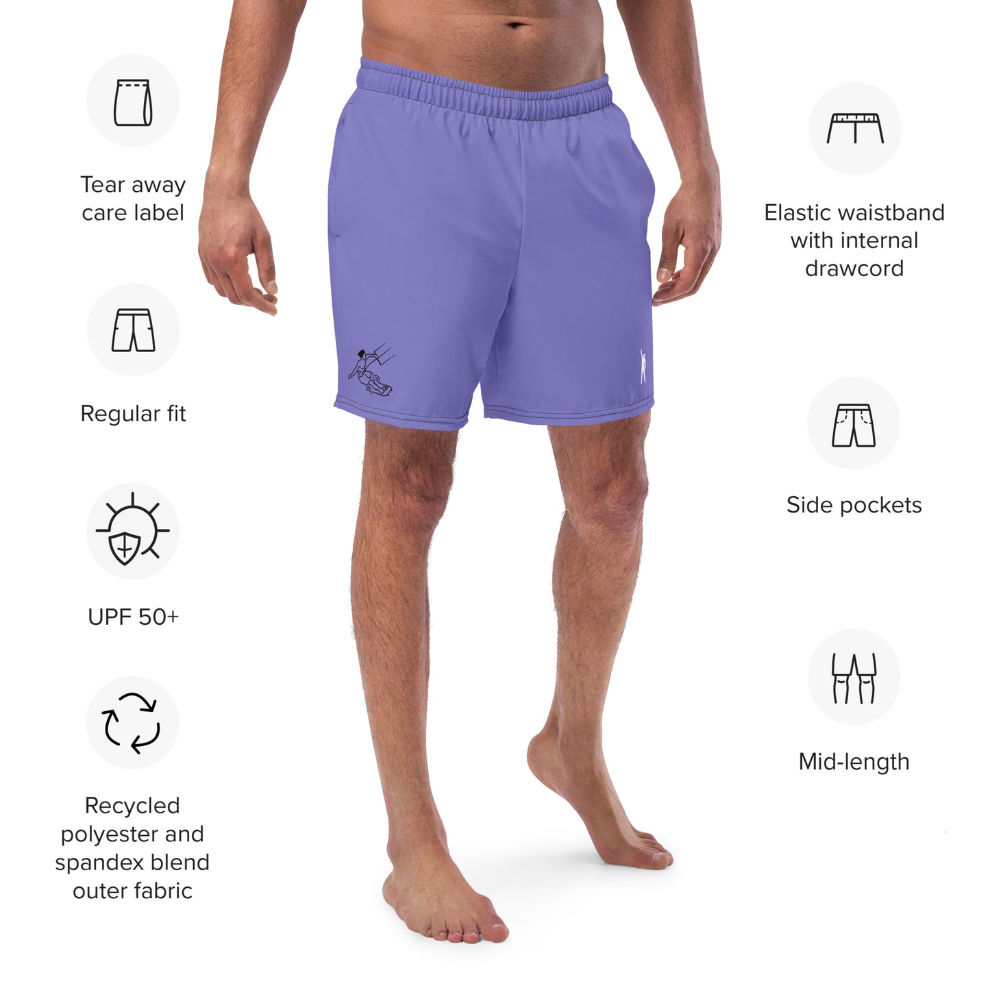 Blaue Herrn Badehose - Kitesurfer Logo