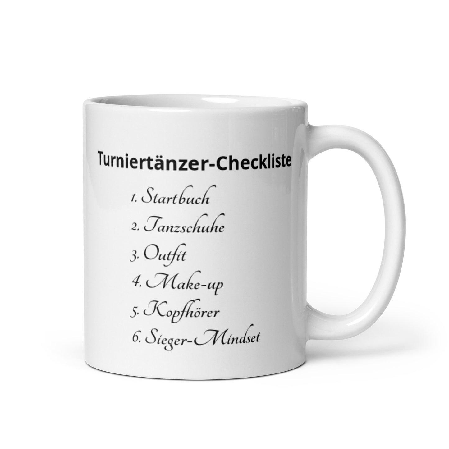 Turniertänzer-Checkliste - Weiße Tasse