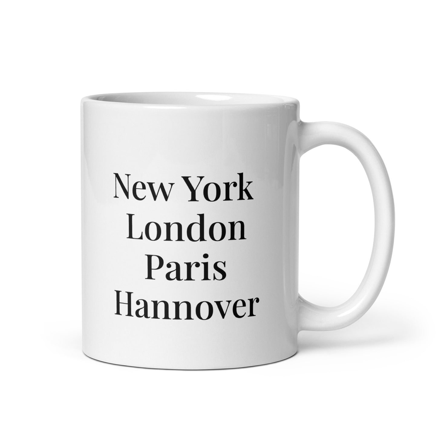 New York London Paris Hannover - Weiße, glänzende Tasse