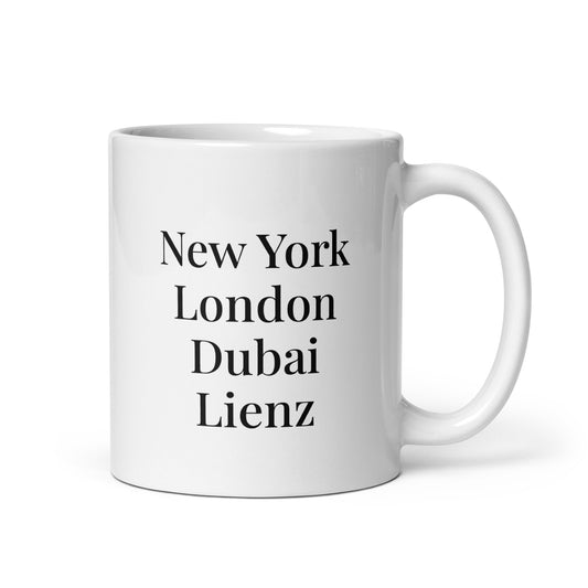 New York London Dubai Lienz - Weiße, glänzende Tasse